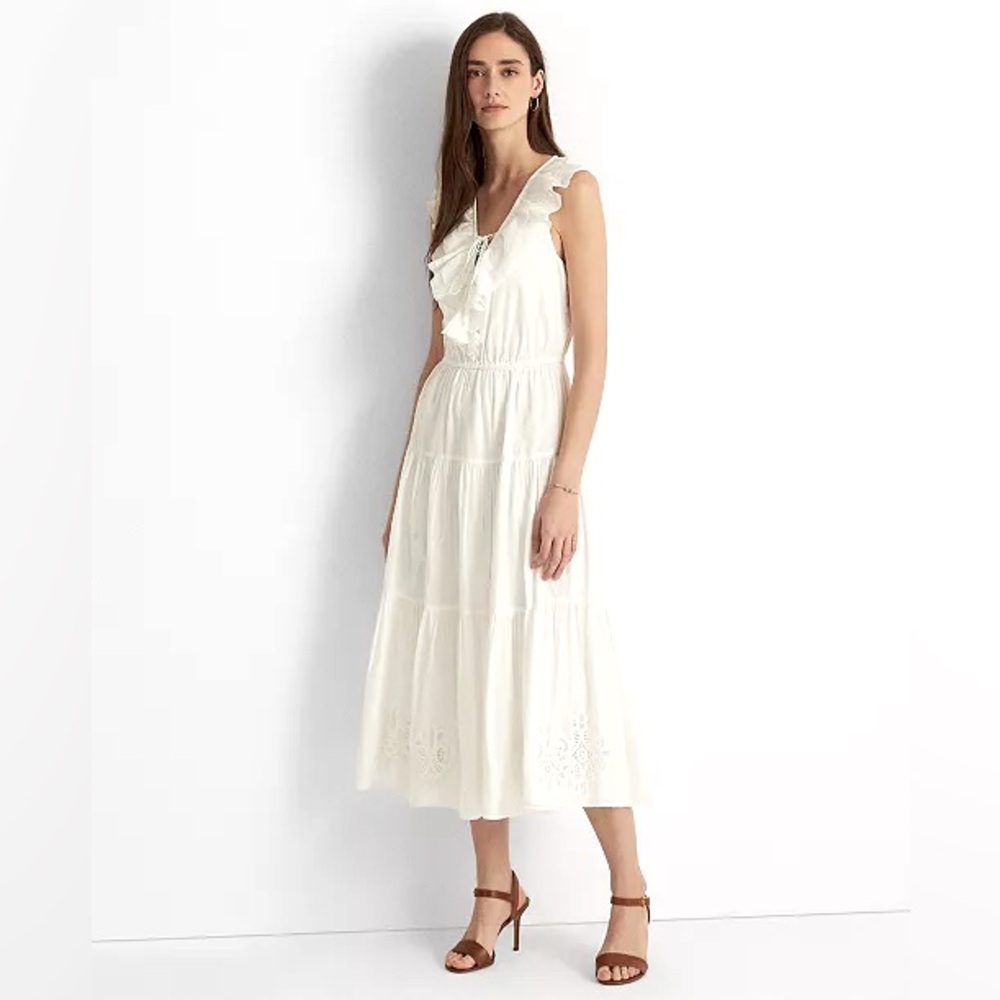 Ralph Lauren woman's Eyelet Cotton Sleeveless Dress.Size 2